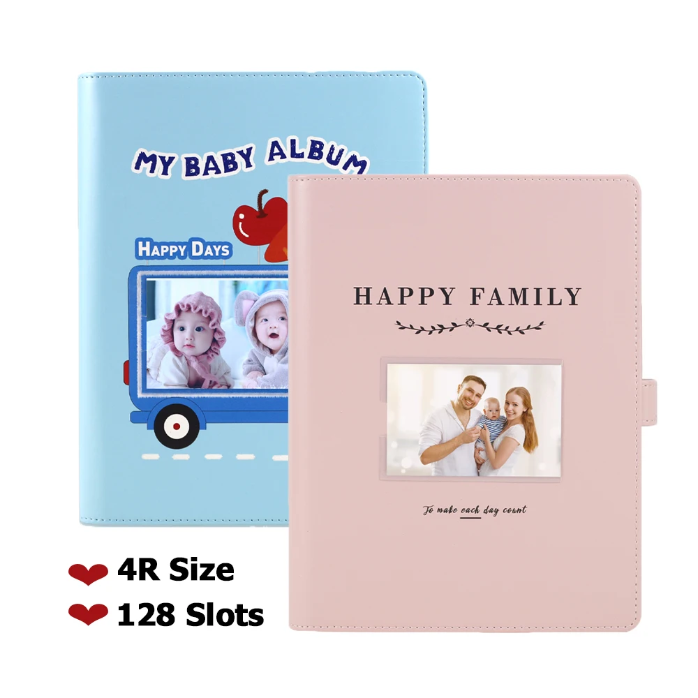 6 Inch PU Leather 128 Pockets Large Capacity Storage Photo Album Book For 4R Wedding Children's Baby FamilyPicture Frame Photos