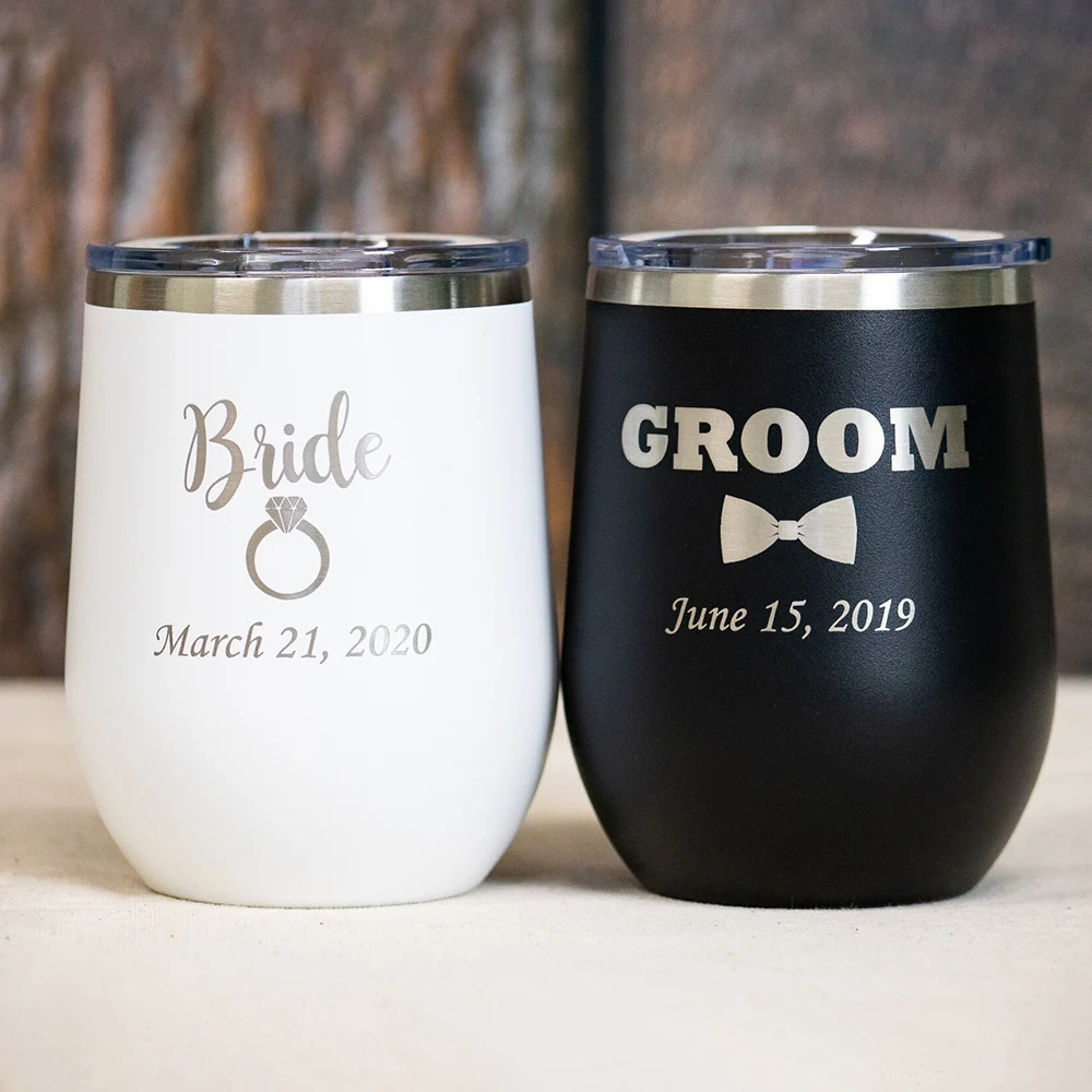 12oz Custom Bridesmaid Wine Tumblers Bachelorette Party Wedding Gift Stainless Steel Swig Wine Cup With Seal Lid Travel Mug