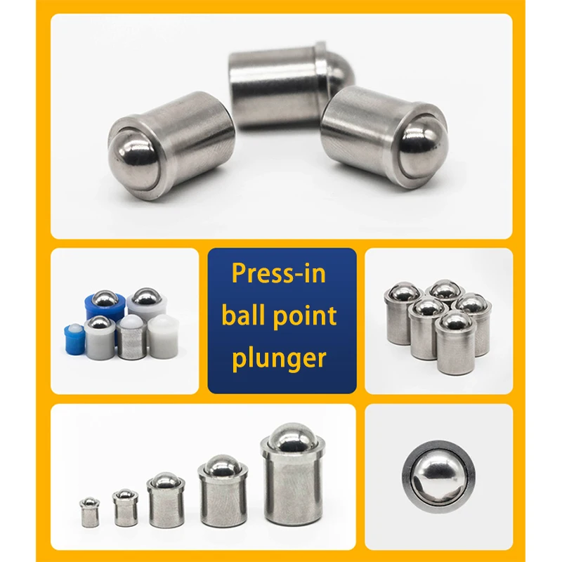 Straight Type Press-Fit Ball Spring Plungers Push Fit D2/D3/D4/D5/D6/D8/D10/D12mm Brass Stainless Steel POM Material
