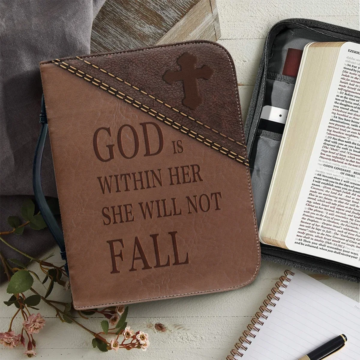 New Selling Crazy Cross Brand Design Bible Storage Bag Women Church Practical Bible Bag Leather Study Book Holy Storage Boxes