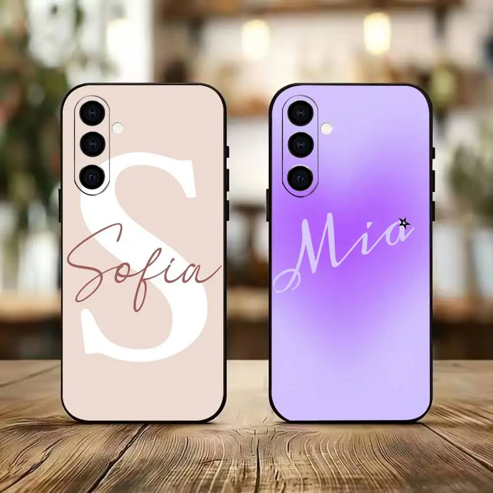 Stylized Name Design Phone Case For Samsung A73 20,21s,22,31,32,52,53,72 Soft Black Shell