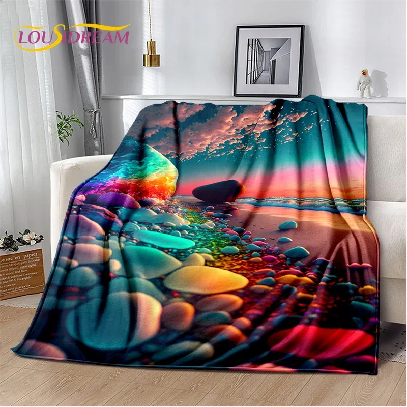 New Style Beauty Colorful Pebble Road Beach Stone Nature Blanket,Soft Throw Blanket for Home Bedroom Bed Sofa Cover Kids