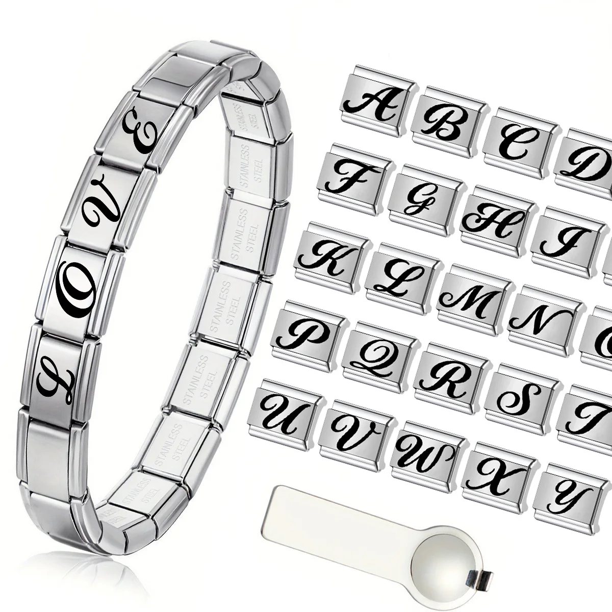 ER Italian charm bracelet new detachable simple module bracelet stainless steel jewelry couple jewelry