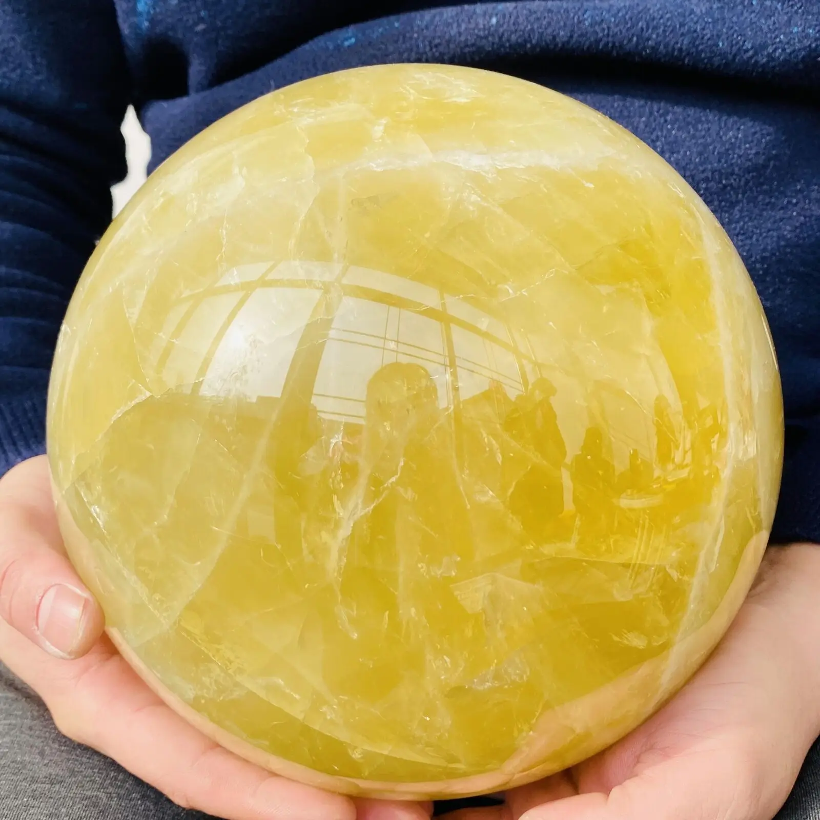 Huge Magical Natural Yellow Quartz Ball, Yellow Crystal Ore Ball, Mineral Reiki Healing Stone, Home Office Degaussing Decoration