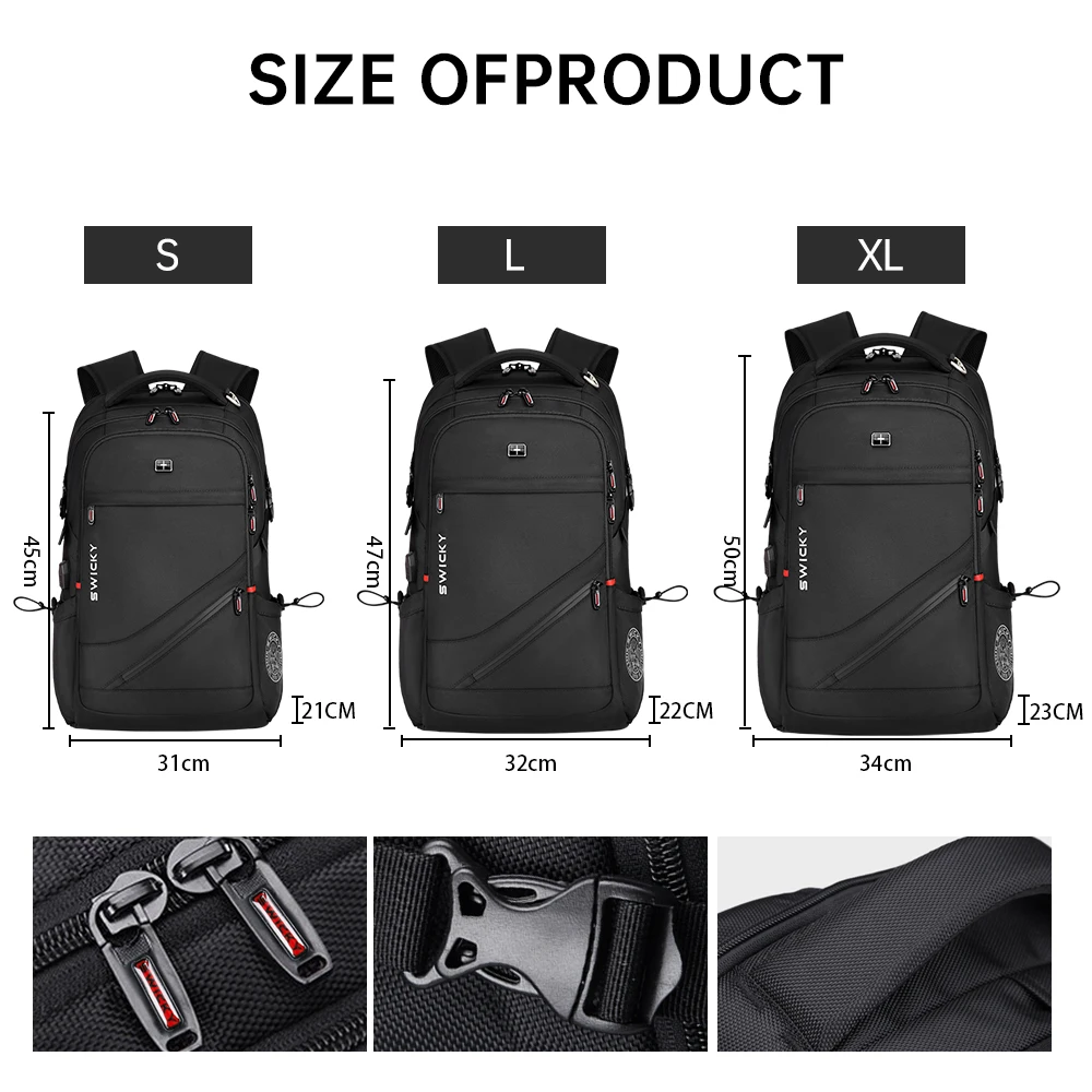 SWICKY Men Backpack Business Trip Laptop Backpacks Large Capacity Casual Schoolbag Waterproof Travel Shoulder Bag