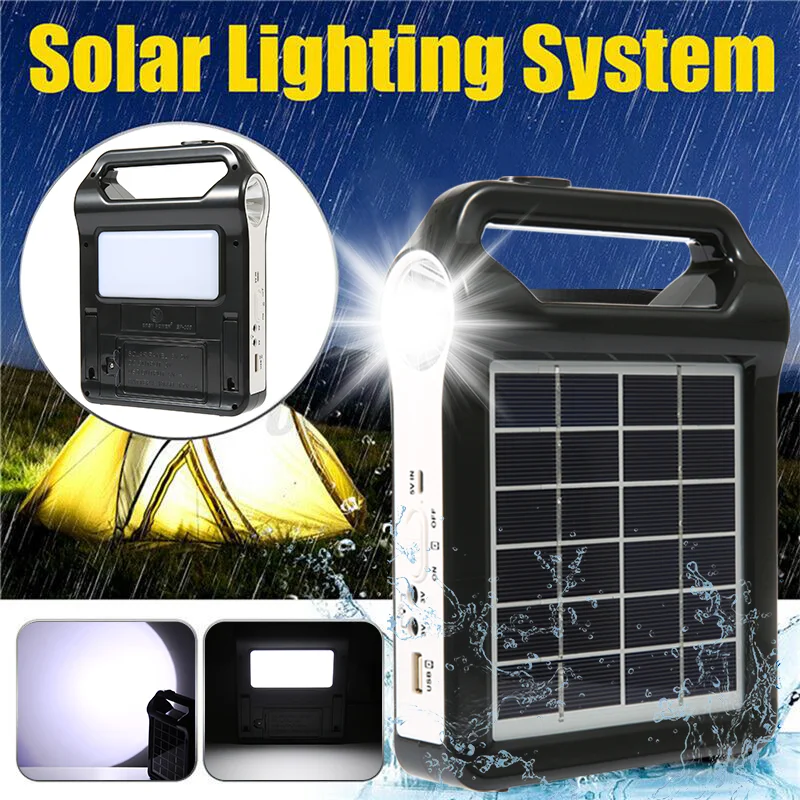 Portable 15W Rechargeable Solar Panel Power Storage Generator System USB Charger With Lamp Lighting Home Solar Energy System Kit