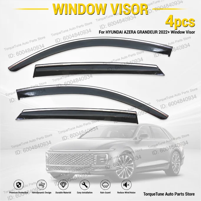 Premium Direct Fit Easy Installation Durable Aerodynamic Window Visor Wind Deflector For HYUNDAI AZERA GRANDEUR 2022+