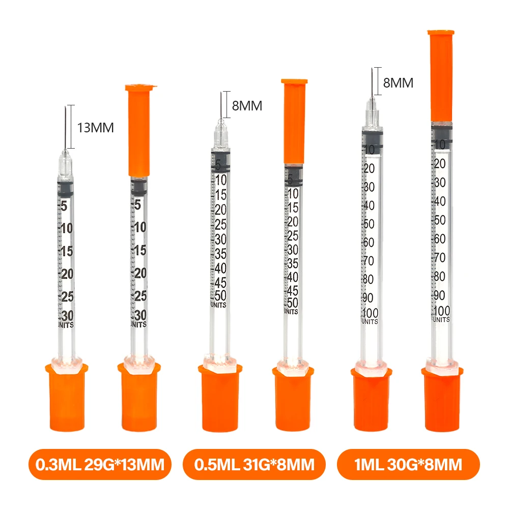 100pcs/box 0.3ml/0.5ml/1ml Small-Capacity Sterile Manual Insulin Syringe Individually Wrapped
