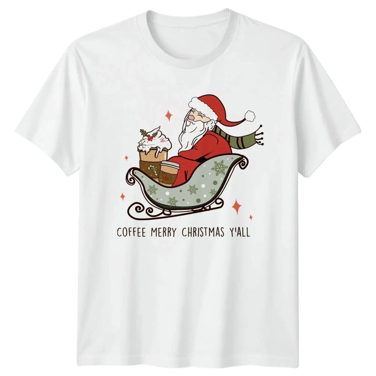 Merry Christmas Yall Coffee Herren T Shirt Damen Grafik vintage Washed Slightly Breathable homme Soft Comfortable Casual