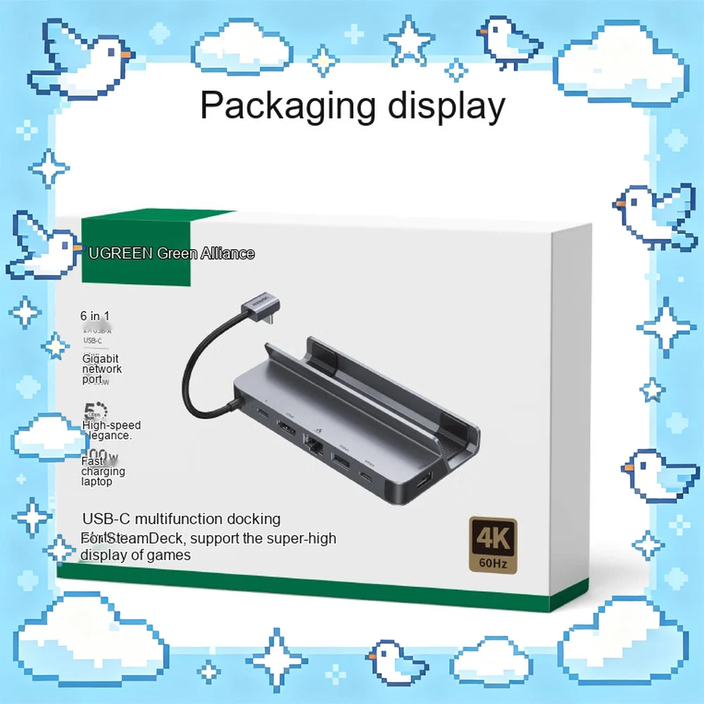 UGREEN 15388 Steam Deck Docking Station 6 in 1 USB C Hub with 4K HDMI Gigabit Ethernet PD 100W USB 3.0 Ports