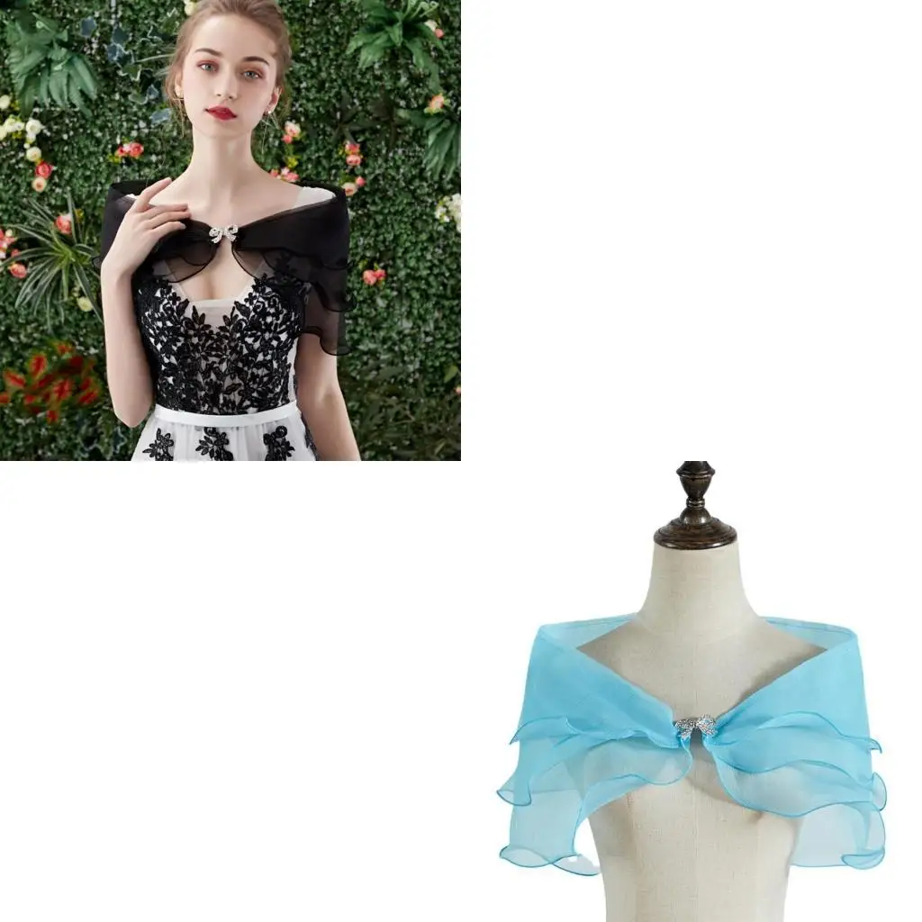 

652F Comfortable Bridal Wrap Shoulder Shawl Ruffle Cover Up for Weddings Photoshoots