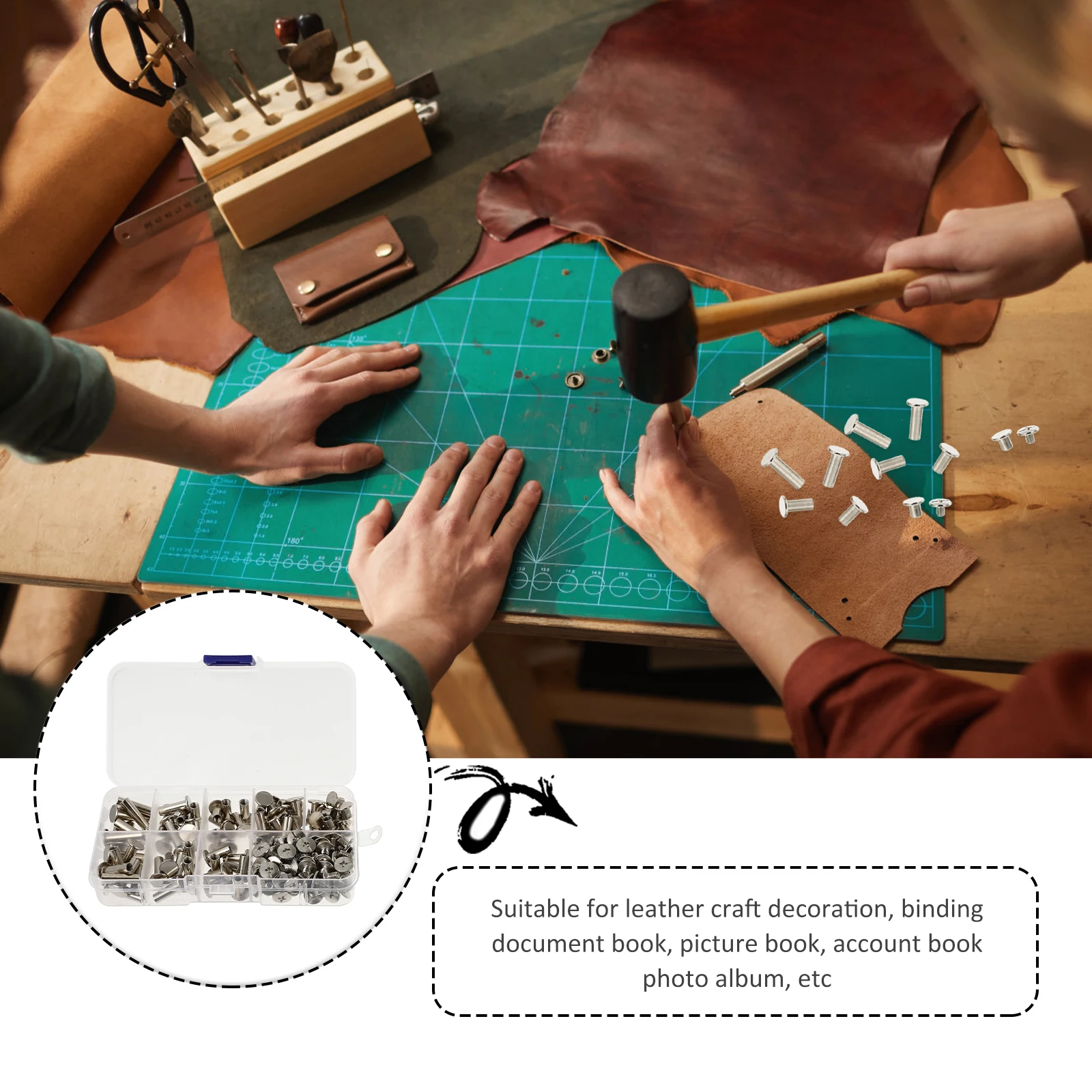 1 صندوق مسامير الصدأ ملزمة مقاومة Diy بها بنفسك Diy بها بنفسك سجل القصاصات الحرفية المعدنية المسمار آخر ملزمة المسمار المشاركات عدة