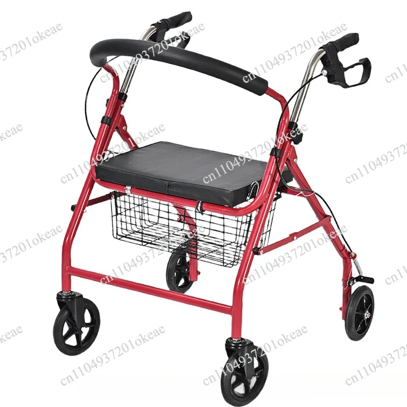 Four-wheeled shopping cart trolley can be pushed and can sit on shopping cart leisure four-wheeled cart