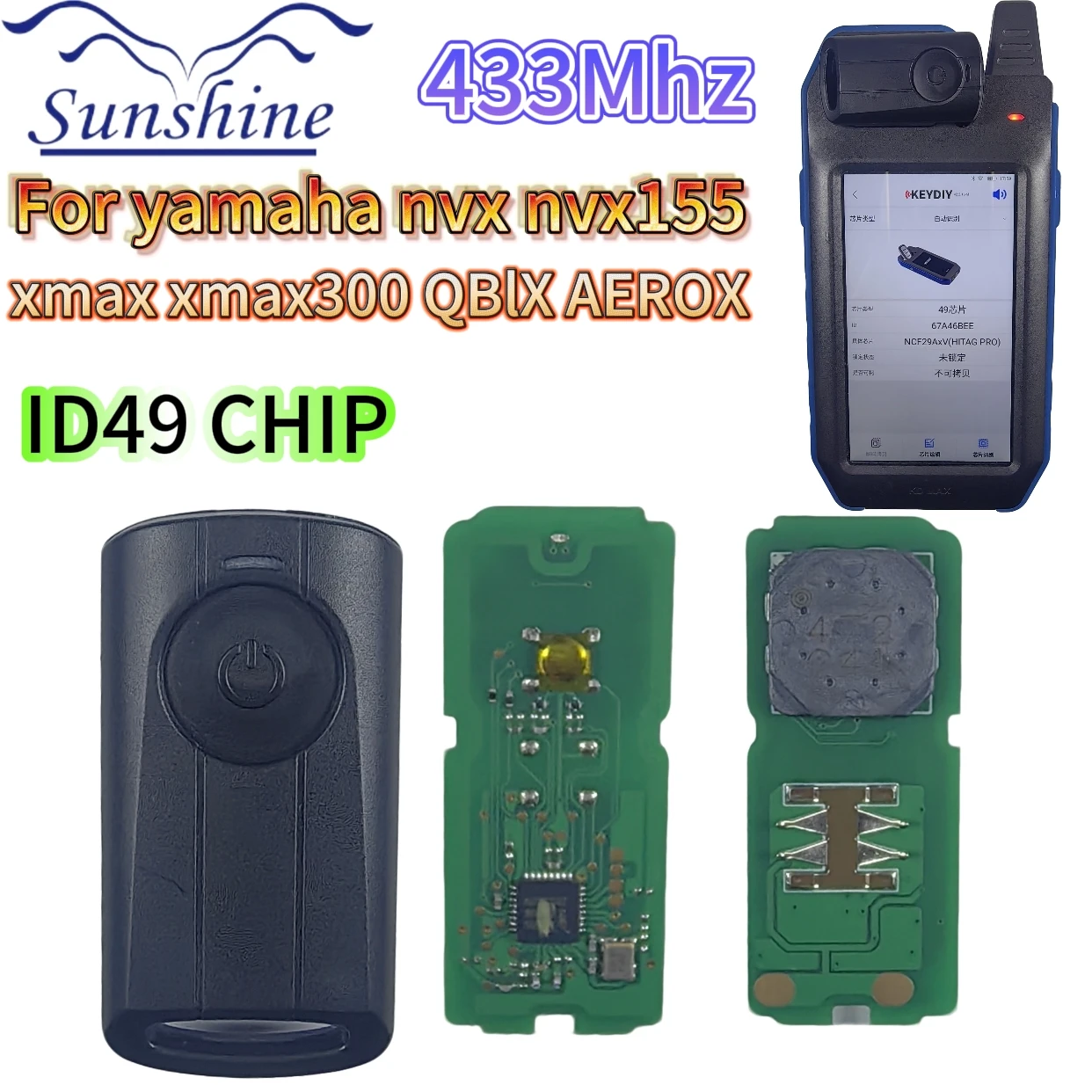 For Motorcycle Key For Yamaha Spare Remote Control Fob For NMAX V2 AEROX S V1 V2 XMAX SNIPER 155 315/433.92mhz ID49 SKEA71-03