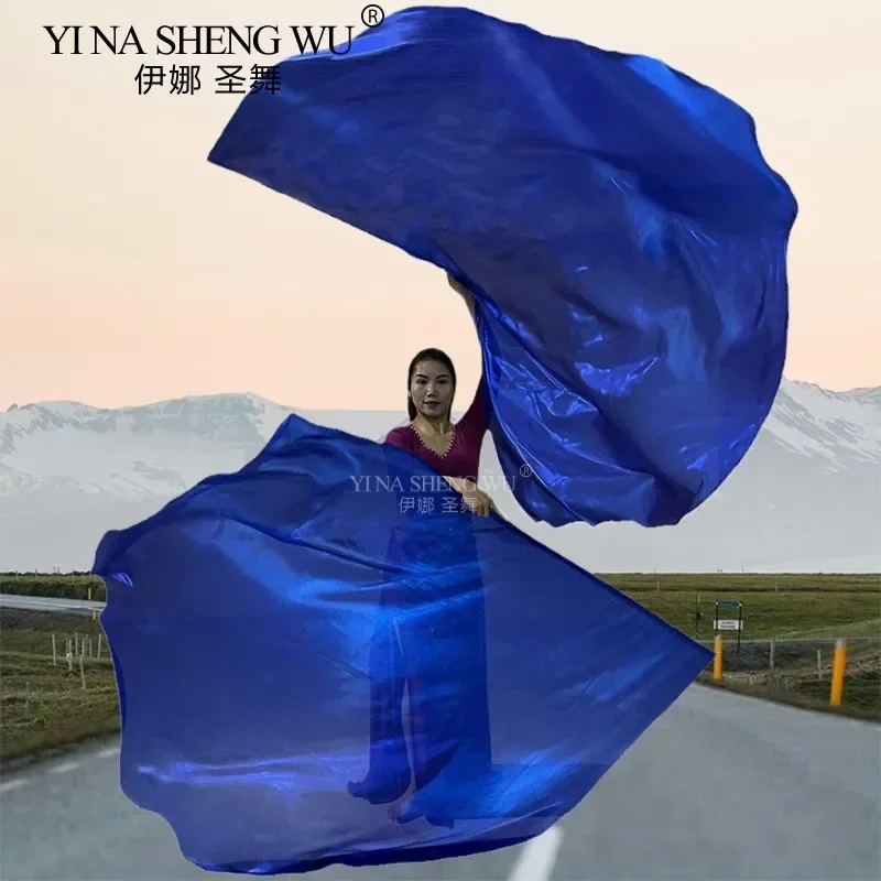 Nuovi oggetti di scena di danza Panno dorato Bandiera semicircolare Prestazioni di danza del ventre Ali di bandiera morbida 1 paio di mani sinistra destra per le donne Professio