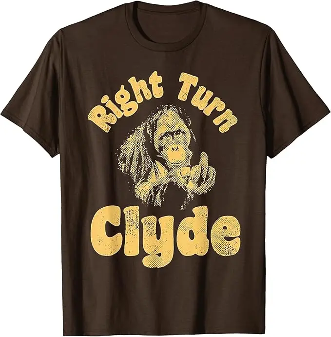 Right Turn Clyde T-Shirt Y2k Gorilla Flipping The Bird Graphic Damen Herren Kleidung Filmreferenz Ästhetisches Spruch-T-Shirt Neuheit – Detail 6