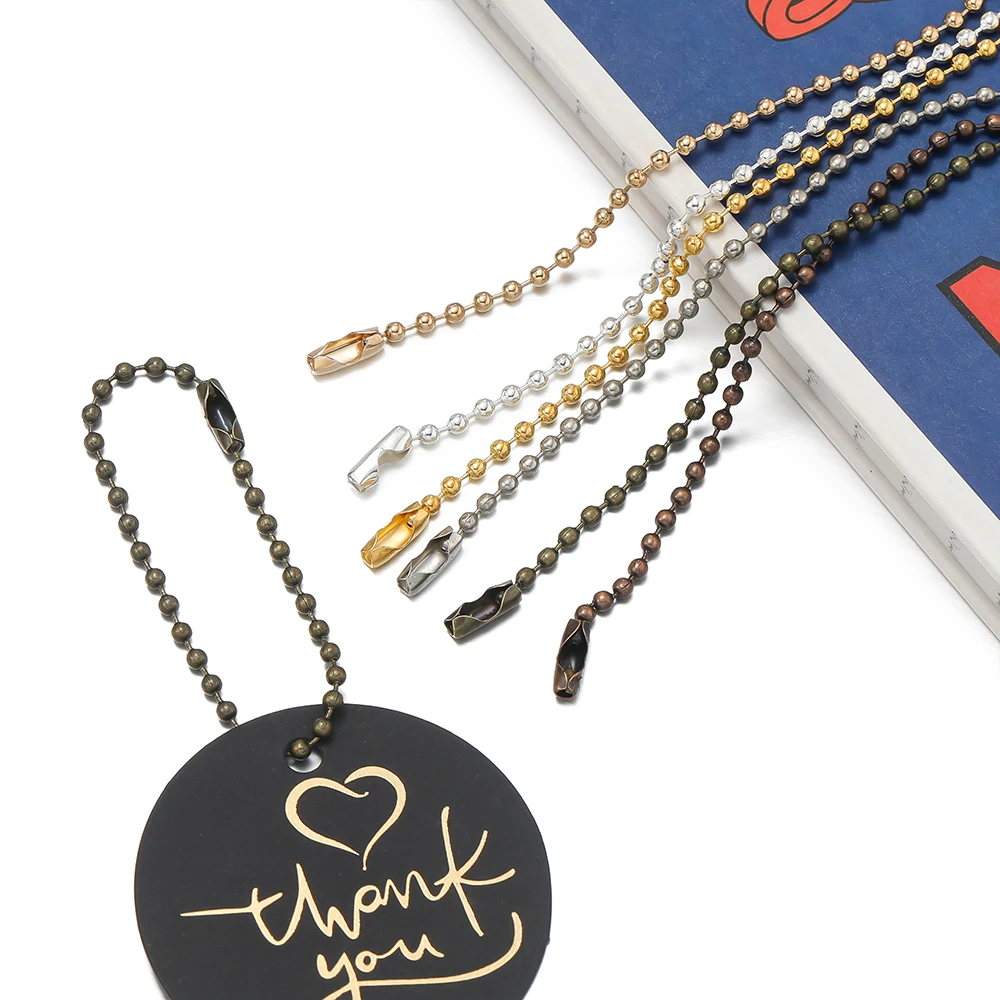 50pcs/Lot 11-12cm Length Ball Bead Chains Fits Key Chain Hand Tag Connector for DIY Pendants Jewelry Making Accessories