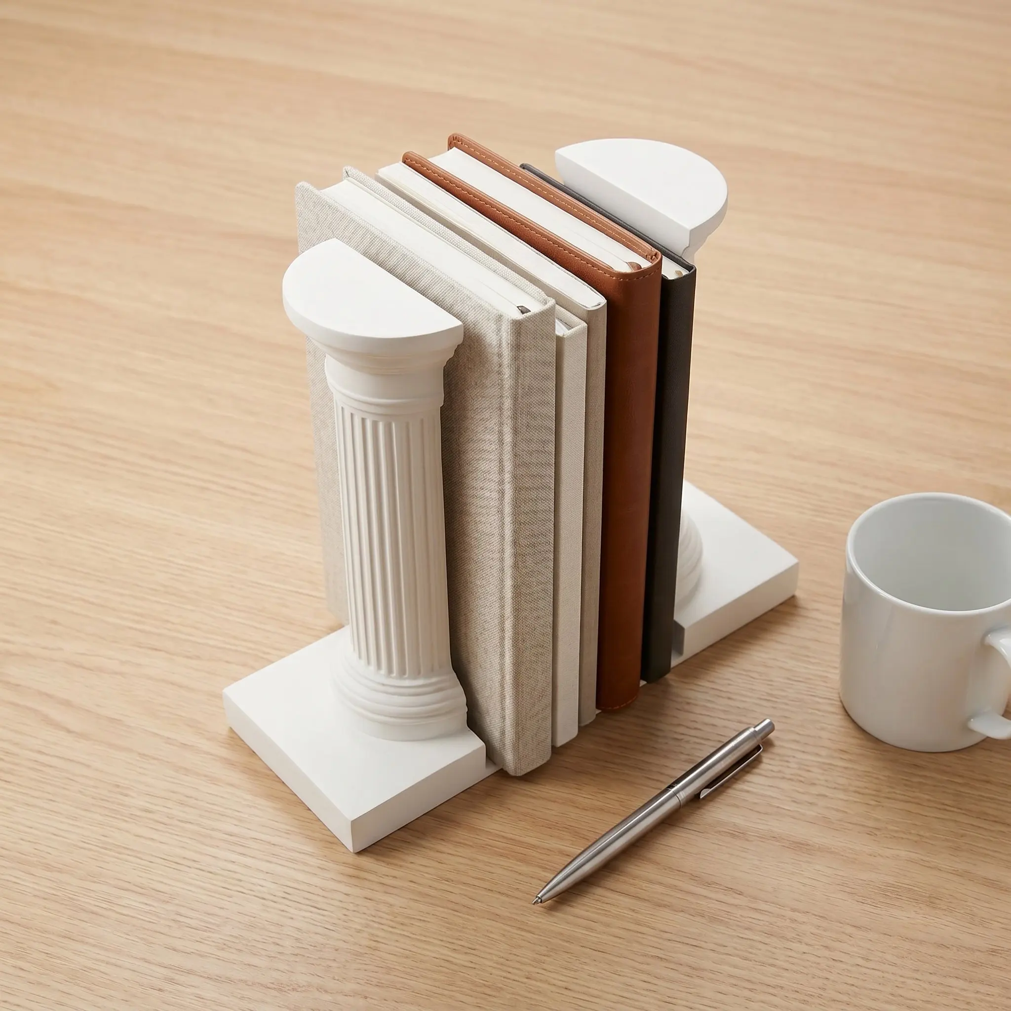2Pcs Book Ends Roman Column Vintage Decorative Non Slip Book Organizer for Office Home Desk Shelf Storage Desktop Organizer