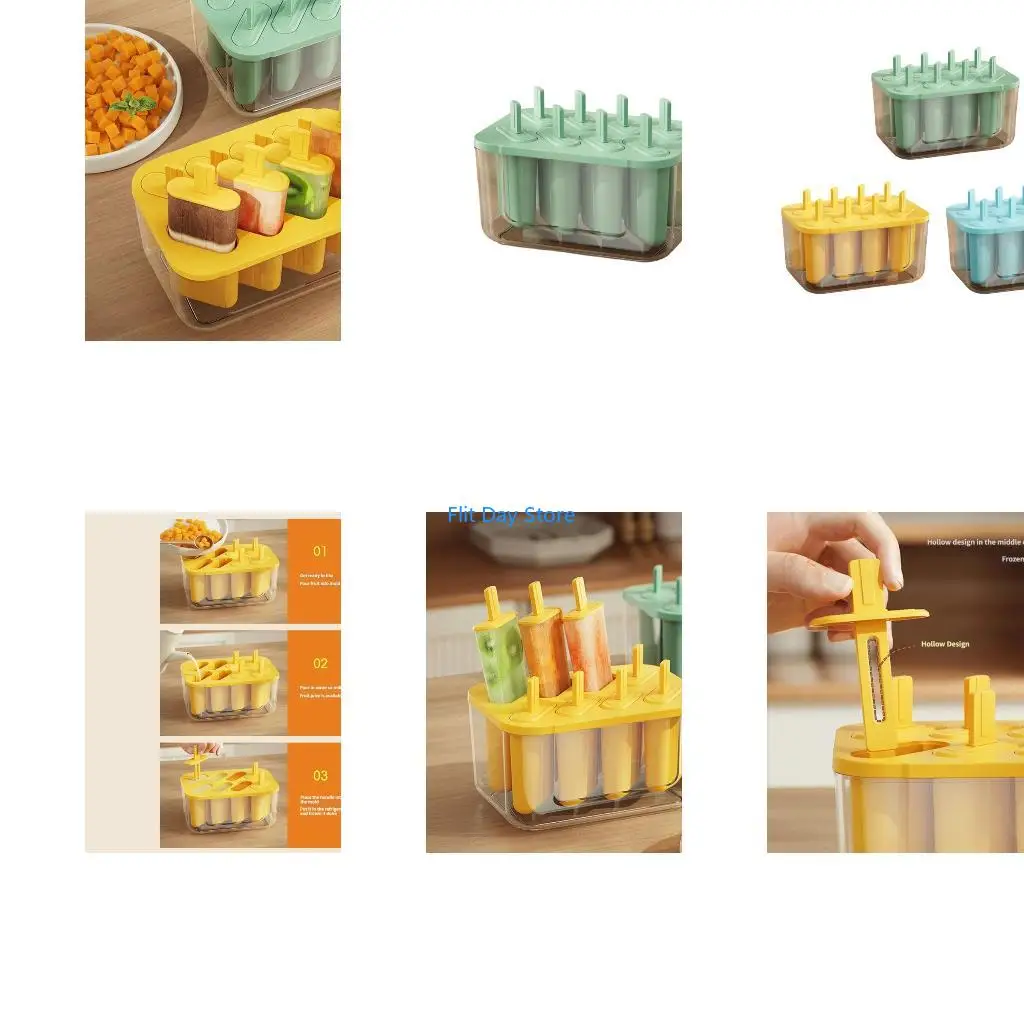 F92C Ice Lolly Maker With 8 Compartments Popsicles Molds with Tight Sealing Lid