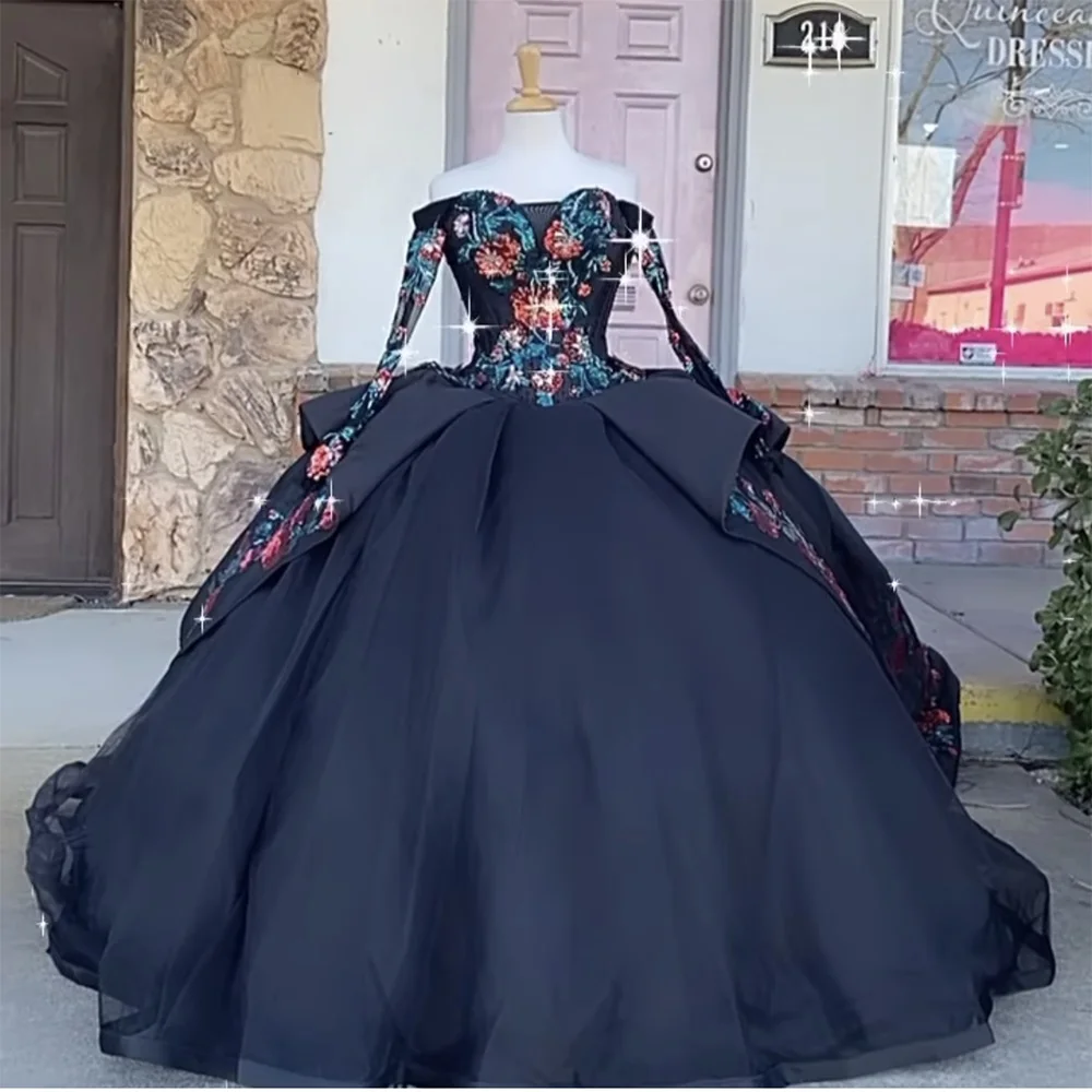 Charro Vestido De 15 Años Embroidery Appliques 2023 Quinceanera Dresses Off Shoulder Mexican Girls Sweet 16 Birthday Party Gowns