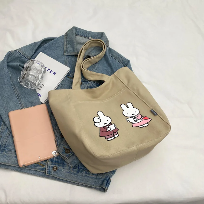 Cartoon Miffy Rabbit Tote Bag Korean Version Student Class Shoulder Bag with Large Capacity Women's Commuting Armpit Bag