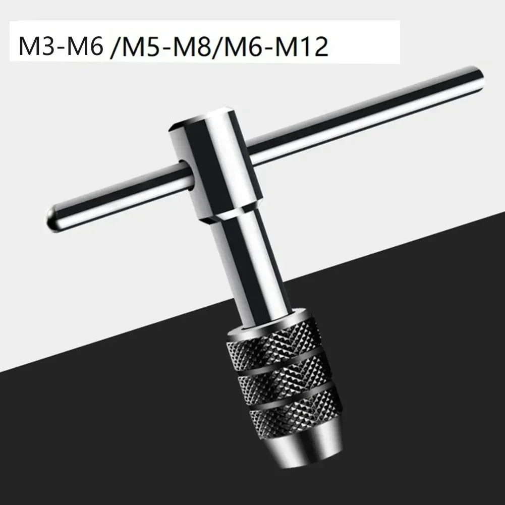 

Adjustable Ratchet Tap Wrench Hand Thread Tap Holder T-Handle Ratcheting Tap Wrench Chuck Type Hand Tools M3-M8 M5-M8 M6-M12