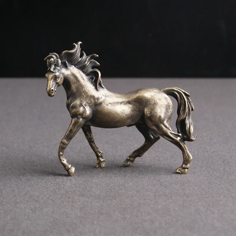 

Vintage Copper Animal Zodiac War Horse Figurine Miniature Office Desktop Decor Ornament Home Decoration Accessories Brass Crafts