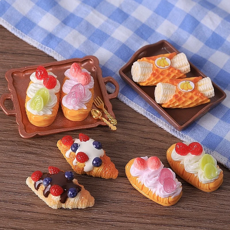 100pcs Kawaii Miniature Simulated Cake Bread DIY Accessories for Keychain Jewelry Dollhouse Kitchen Decor Craft view 4