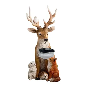 Gartenstatues Solarharz Hirsch Kaninchen Osciço Wolf Statuette Yard Skulpturen Weihnachten Ornamente Gardin Außenzubehör 10 Hauptverkaufsstatue Wolf - №10