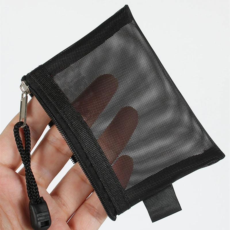Nylon Mesh Card Storage Bags Mini Transparent Grid Bus ID Credit Card Holder Zipper Pouch Traveling Small Coin Wallet File Bag