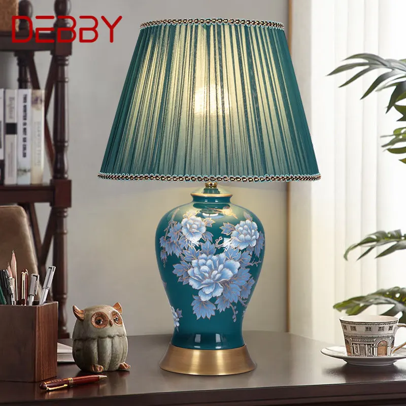 

DEBBY Modern Table Lamp LED Creative Touch Dimmable Blue Ceramics Desk Light For Home Living Room Bedroom Decor