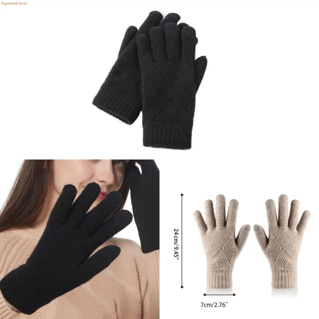 Q5WE Winter and Autumn Argyle Pattern Printed Full Fingers Color Gloves Windproof Cycling Women Men Knitted Gloves