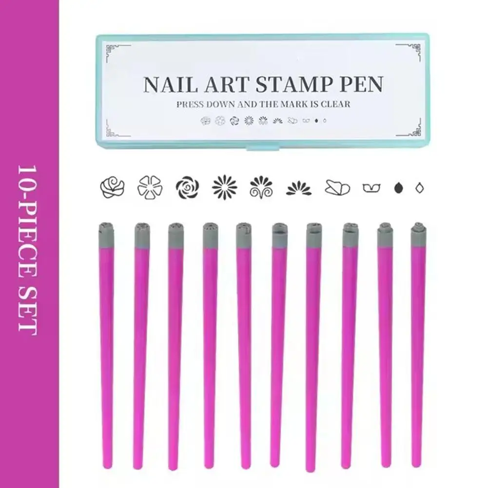 Stylo tampon pour ongles, motif papillon, étoile, cœur, fleur, graffiti, outils de pointage, 6/10/15/20/30 pièces