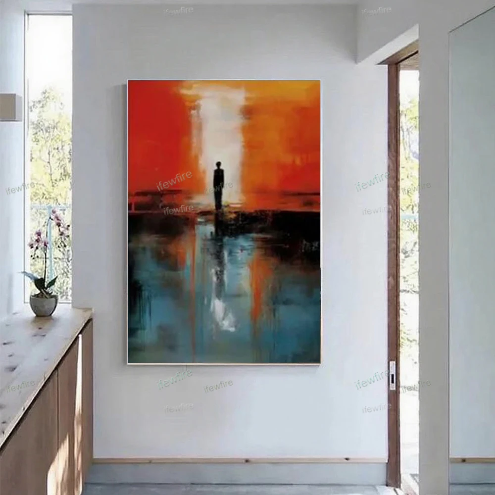 

Hand Painted Fashion Abstract Modern City Painting Colorful Acrylic Paint On Canvas Rainbow City Wall Art Picture For Living