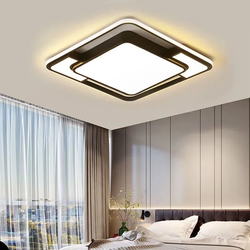 quadrado led luzes de teto moderna lampada do quarto sala estar luz casa decoracao interior lustre teto preto luminaria 01