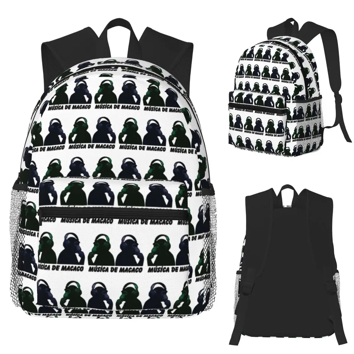 

Cool Monkey Jams Funky Animal Headphone Music Art Student Backpack School Bag Hiking Travel Daypack Bookbag Shoulder Bags