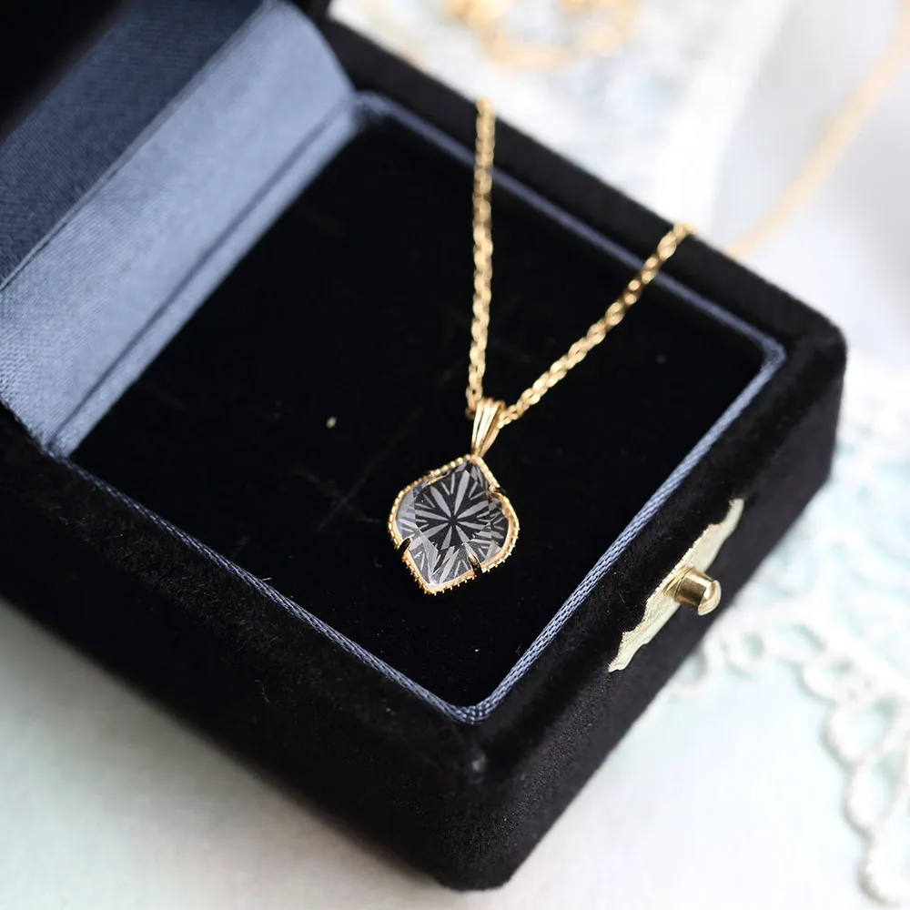 LAMOON 925 Silver Necklace For Women Vintage Palace Snowflake Natural White Crystal Pendant 14K Gold Plated Fine Jewelry LMNI127