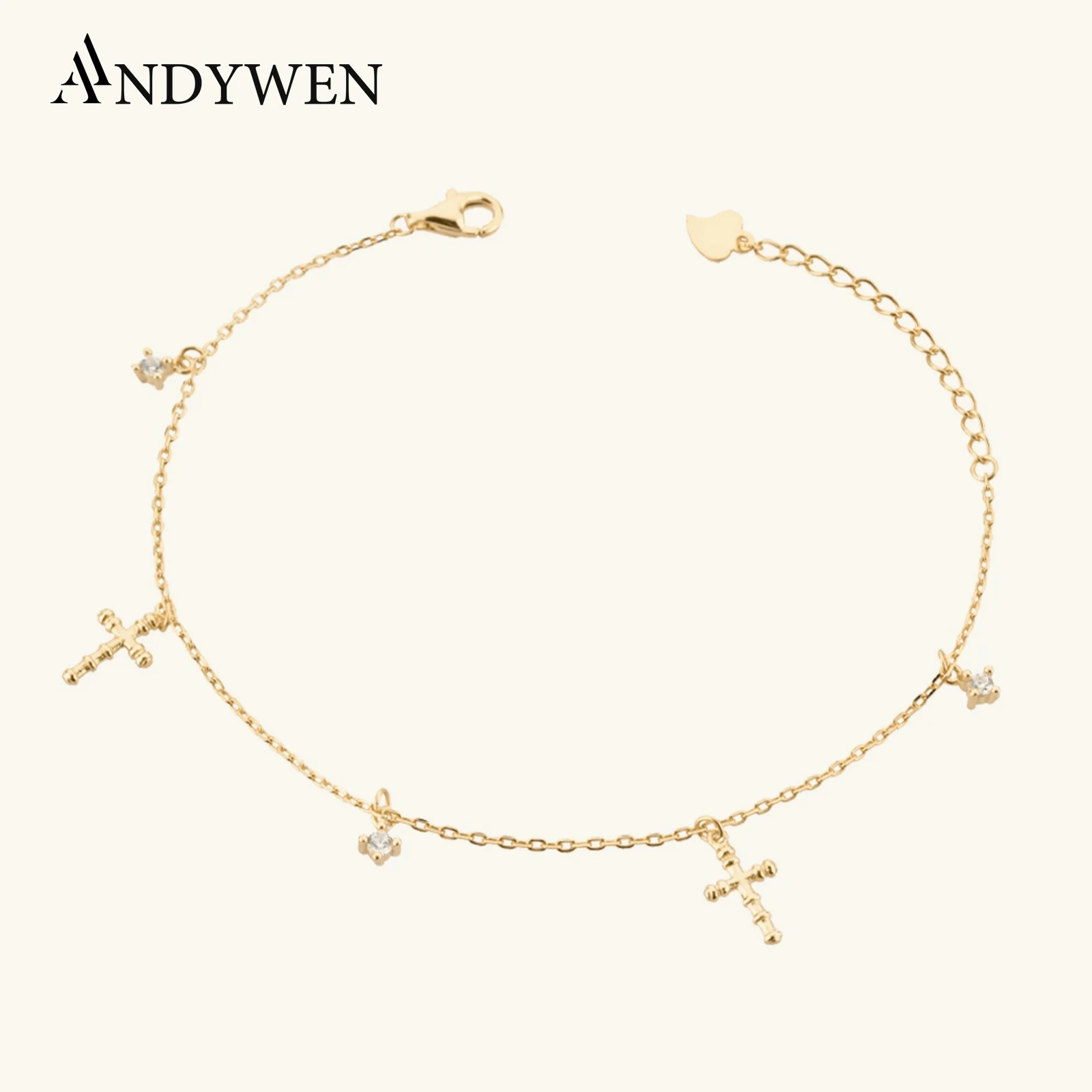 

Браслет-цепочка ANDYWEN, из серебра 925 пробы, с кулоном в виде креста