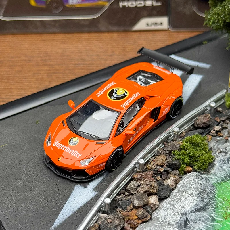 New Stock King Model 1:64 Lamborghini Lp700 Police Car Wild Grid Coated Alloy Microdie-Cast Car Model Custom Collection Toy Gift