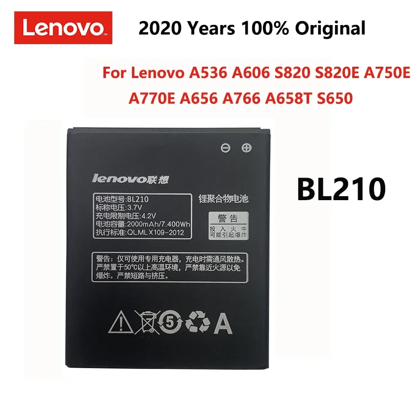 2020 New Original BL210 2000mAh Battery For Lenovo A536 A606 S820 S820E A750E A770E A656 A766 A658T S650 Phone Replace Bateria