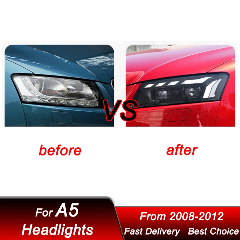 Hot Car Headlights For Audi A5 RS5 S5 2008-2012 New Style LED Auto Head Lamp Assembly Upgrade Projector Lens Accessories Kit