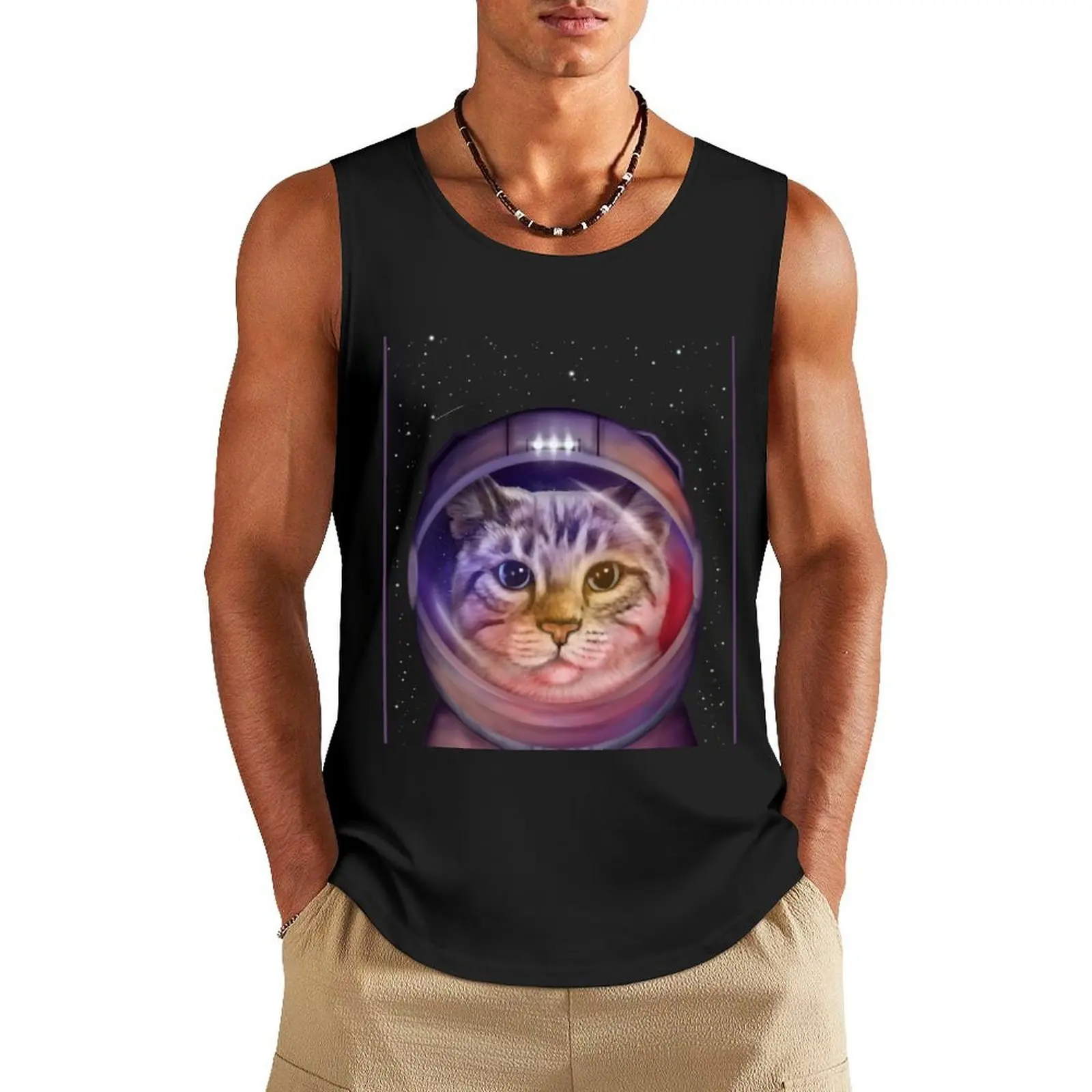 

Astronaut Cat in space Tank Top sleeveless vests T-shirt man sleeveless Top summer