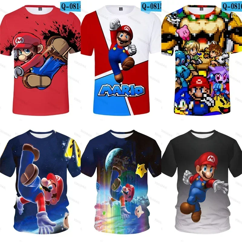 Футболка Bowser Luigi Super Bros, детская летняя футболка, футболки для мужчин и женщин, фигурки аниме Yoshi, топы, подарки на Хэллоуин, Рождество