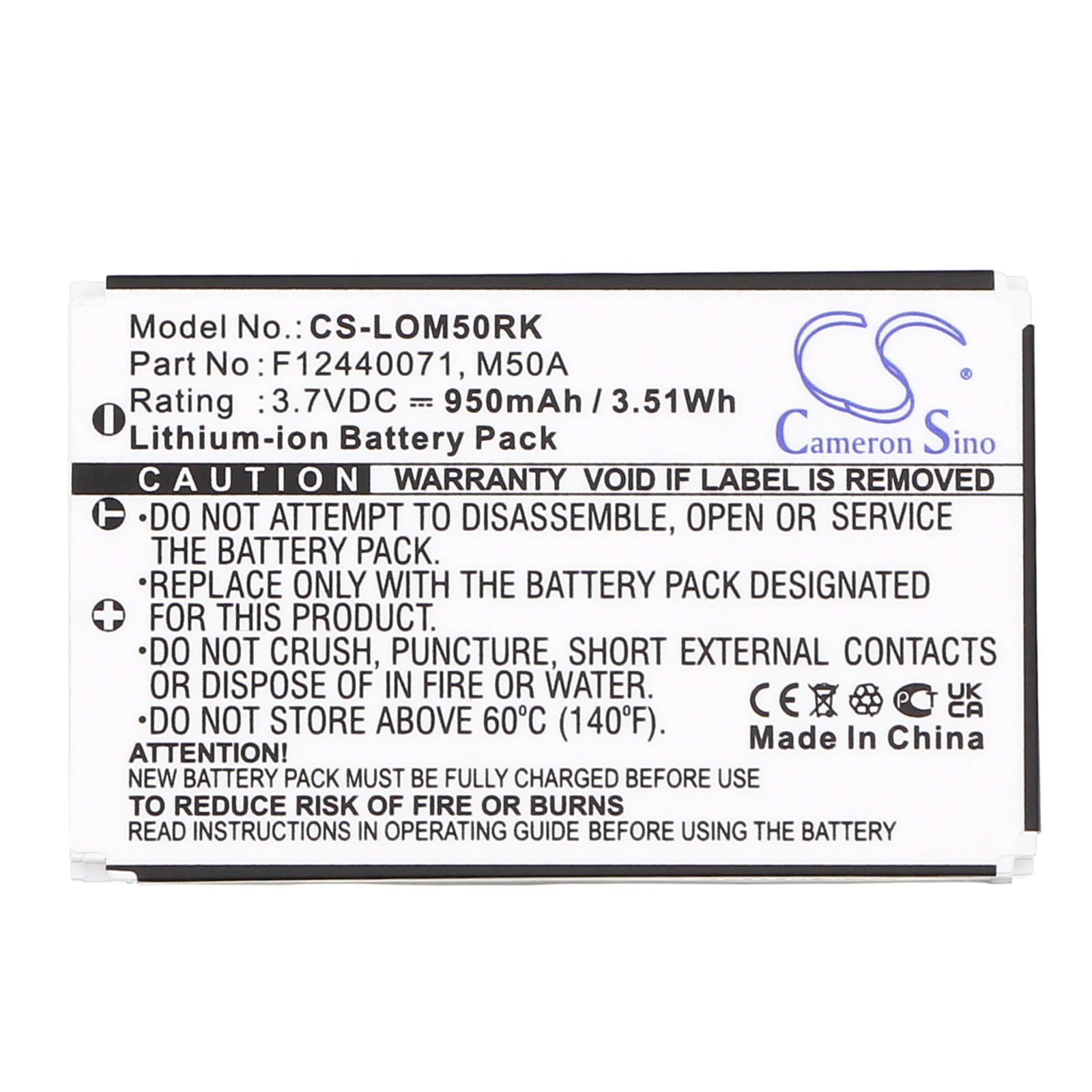 

Li-ion Keyboard,Mouse Battery for Logitech, 3.7V, 950mAh, Compatible Models: diNovo Edge, DiNovo Mini, Y-RAY81