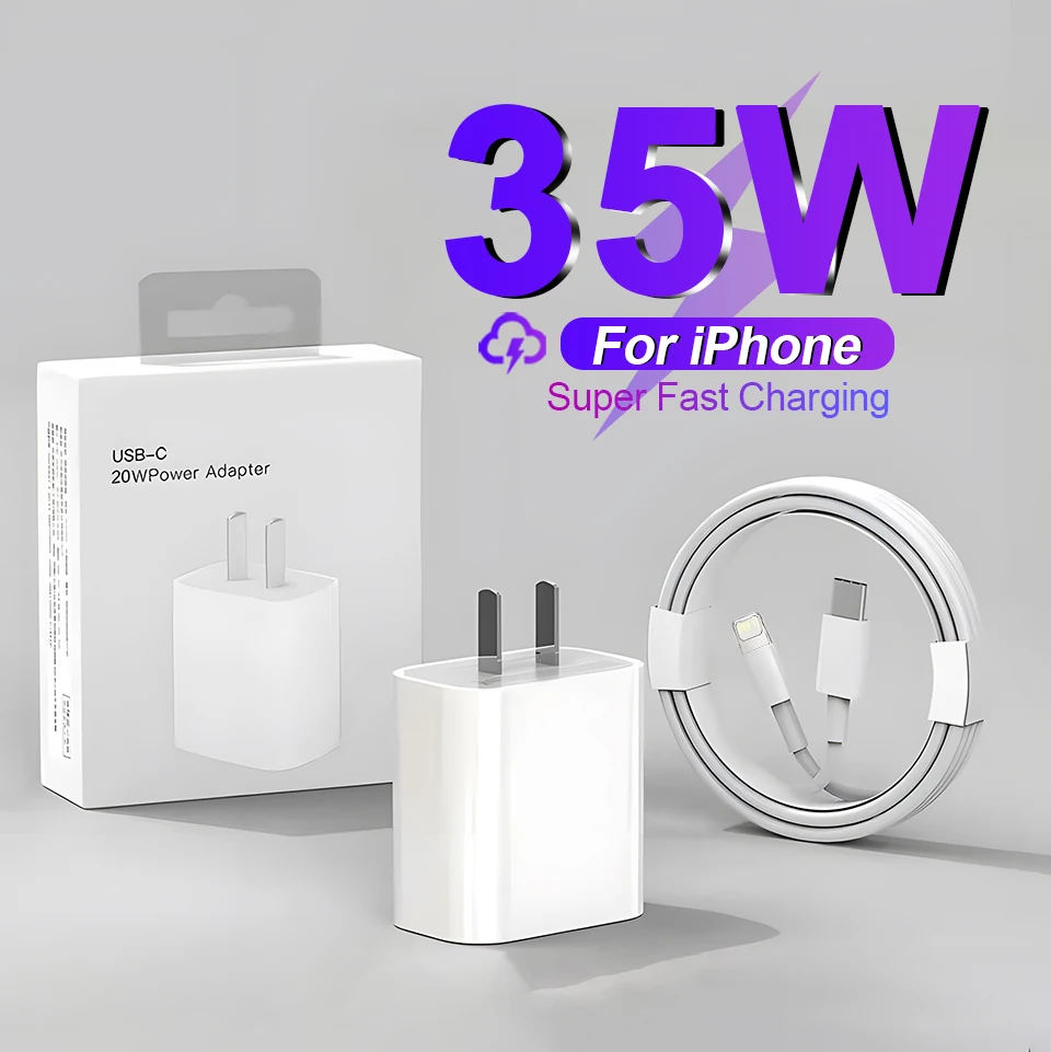 NEW Original PD 35W Fast Charger For iPhone 16 15 14 13 11 12 Pro Max Plus XR USB C Cable Fast Charging Type-C Cables Accessorie