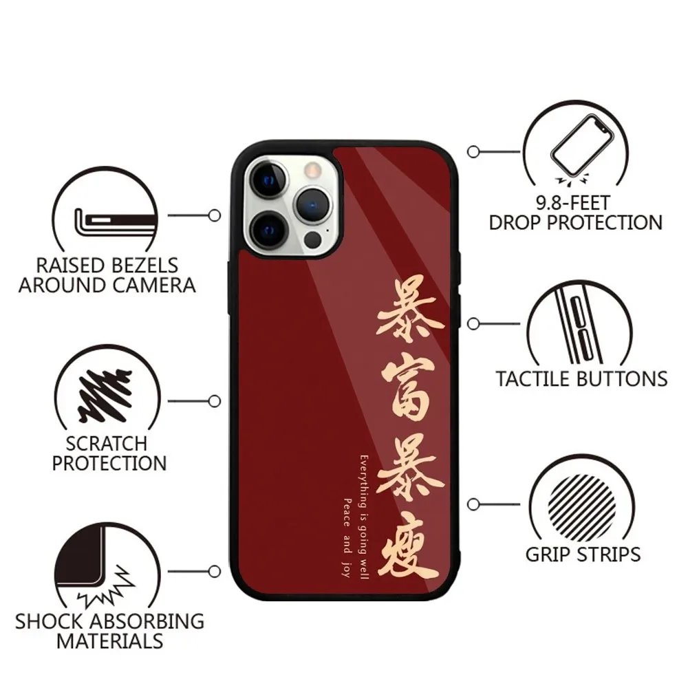 Riqueza arte estilo chinês caso de telefone para iphone 15,14,13,12,11,plus,pro,max mini magsafe carregamento magnético sem fio