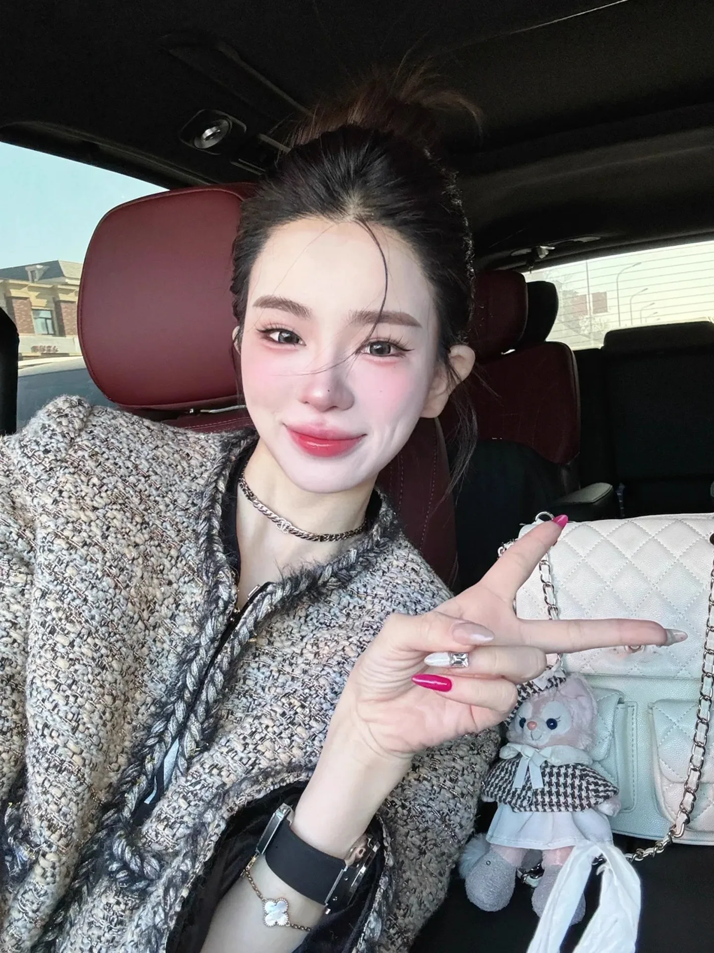 

Retro Korean Sle Women's ort Coat Fine Tweed Baseball Jaet Unique Precise French Sle Polyester Nylon Cosite Fiber