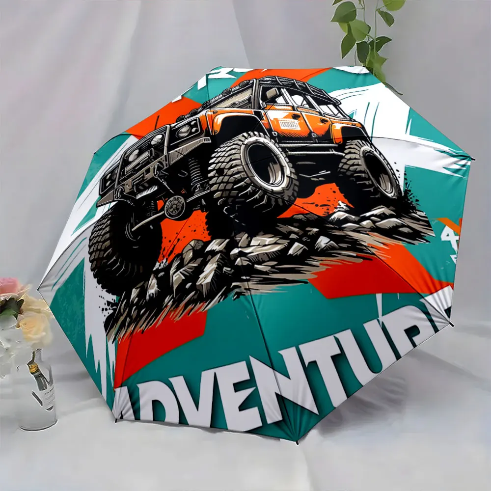 1PC Offroad Adventure Style Printed Umbrella Design Print 8 Iron Ribs Folding Umbrella Auto-Open Fashion Sunshade