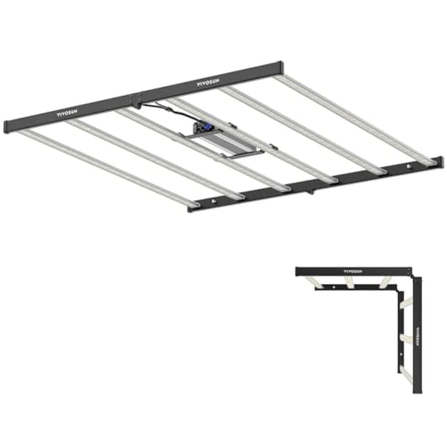 

Светодиодный фитосветильник 645W, складной, с регулируемой яркостью, полный спектр, 6 планок, с УФ/ФР светом, черный, для растений в помещении