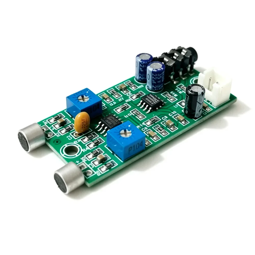 Dual Channel Stereo Microphone Preamplifier Board Independent Gain Adjustment 3.5mm Audio Amplifier Module for Pickup